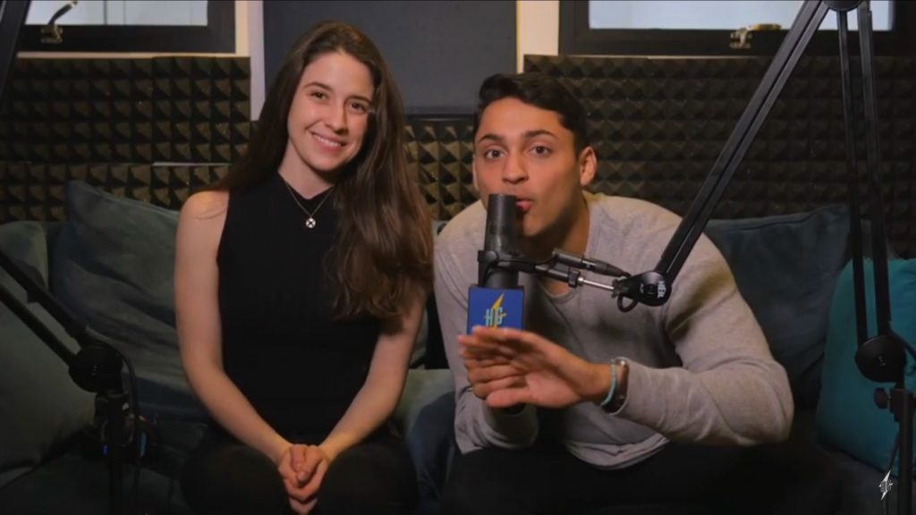 Reilly Anspaugh and Geoffrey James from Review Revue recording a podcast for the Headgum network. 