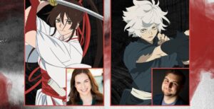 Gabimaru and Sagiri with their voice actors Alejandro Saab and Marisa Duran