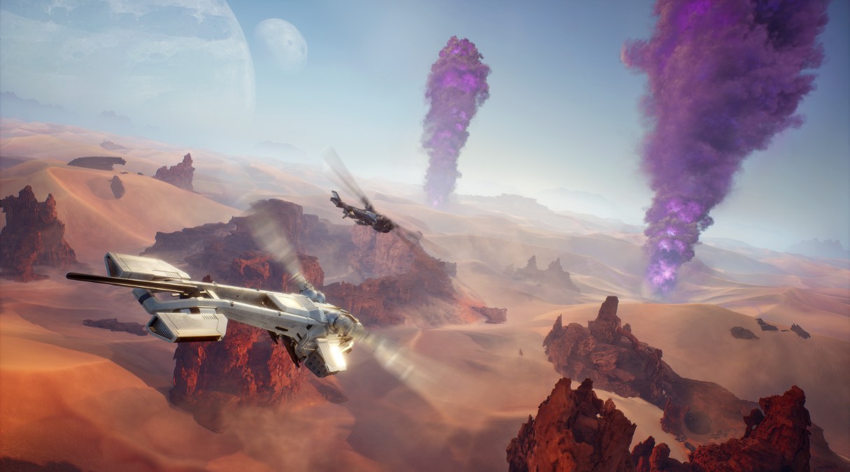 Dune Awakening - Ornithopters fly over Arrakis
