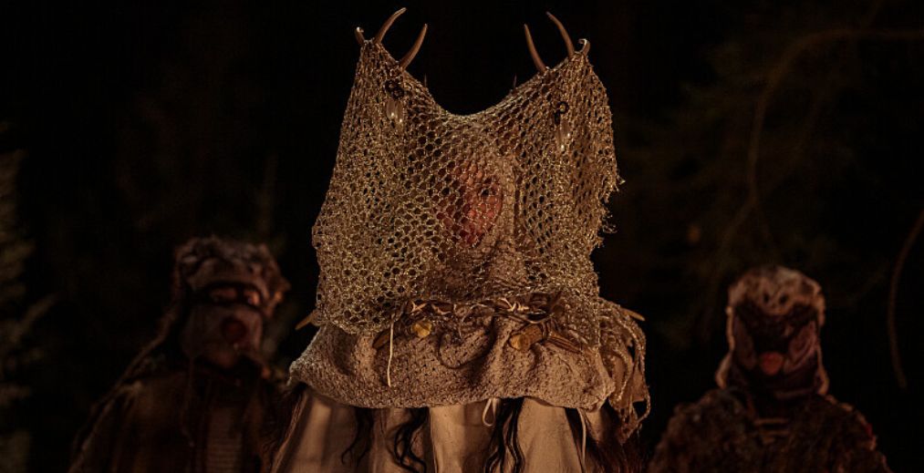 Shauna wears the Antler Queen mask
