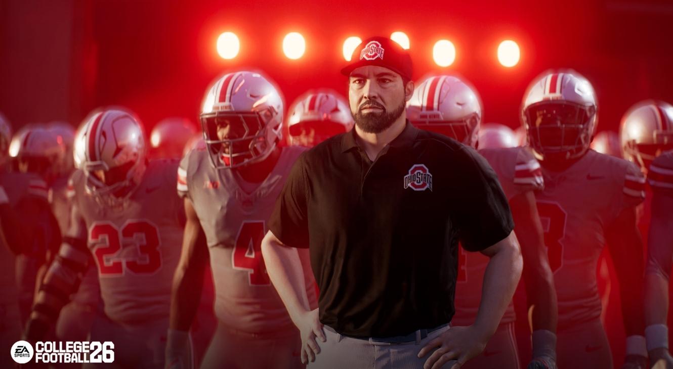 EA Sports College Football 26 (CFB 26) promotional image of Ryan Day in-game