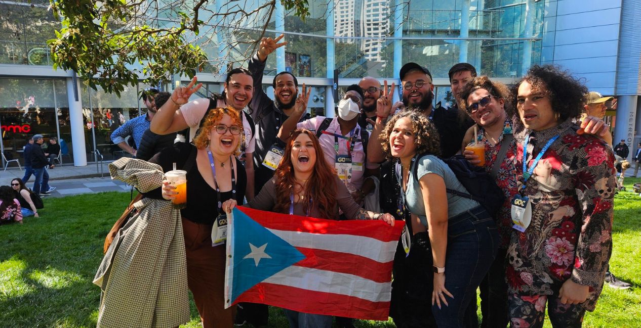 Latinx in Gaming members outside a conference