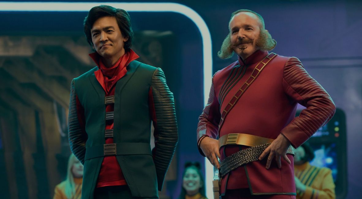 John Cho and Clark Gregg guest star in the Apple TV+ show Murderbot, an adaptation of The Murderbot Diaries first book All Systems Red