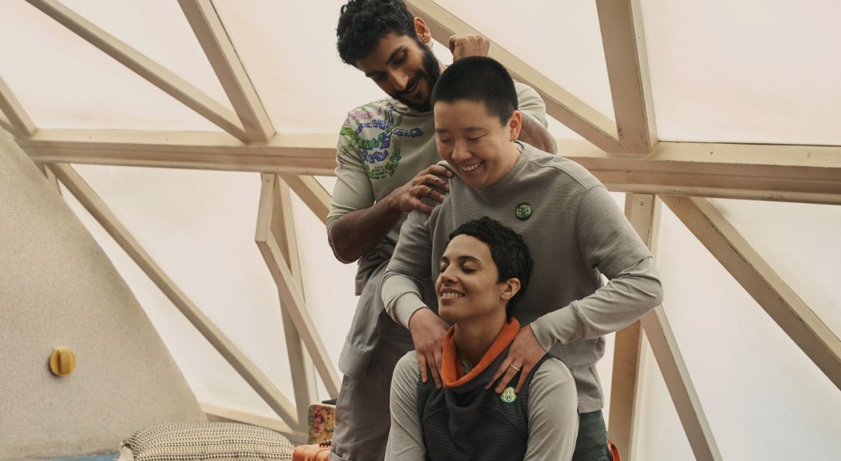 Arada, Pin-Lee, and Ratthi in the Apple TV+ show Murderbot, an adaptation of The Murderbot Diaries first book All Systems Red