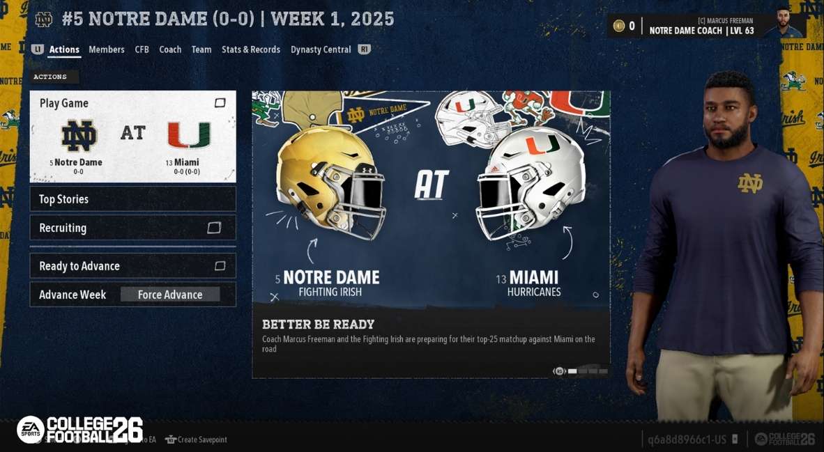 College Football 26 Dynasty Mode promotional menu screen from EA Sports