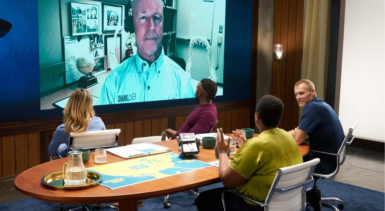 Dr Chris Lowe is consulted by Dr. Megan Winton and the gang in Investigation Shark Attack