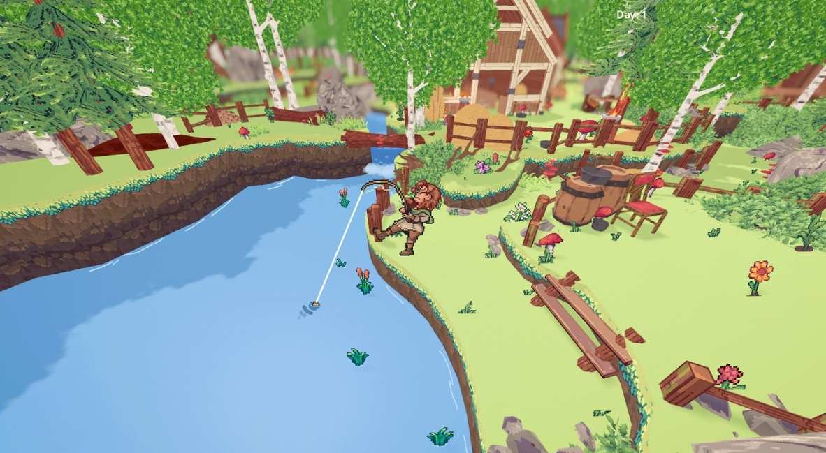 Fishing in Call of Elyndra gameplay still 