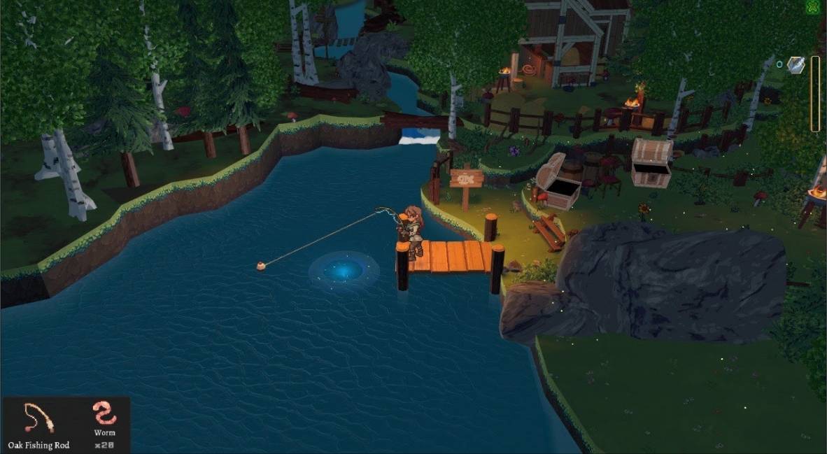 Fishing in Call of Elyndra gameplay still 