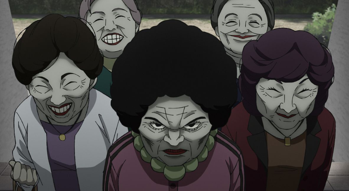 The women of the Kito family arrive to see Jiji