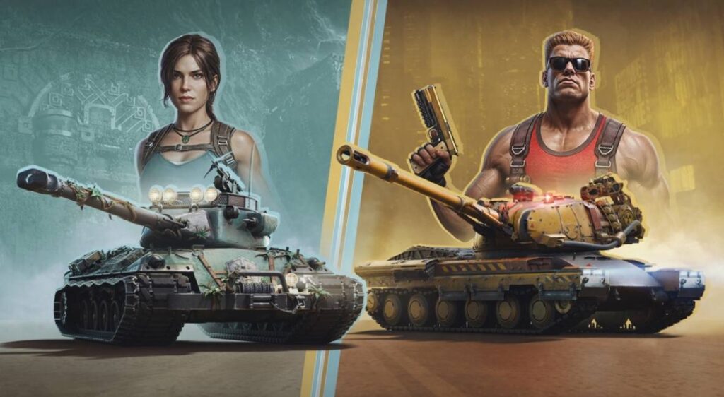 World of Tanks - Duke Nukem Lara Croft promotional image