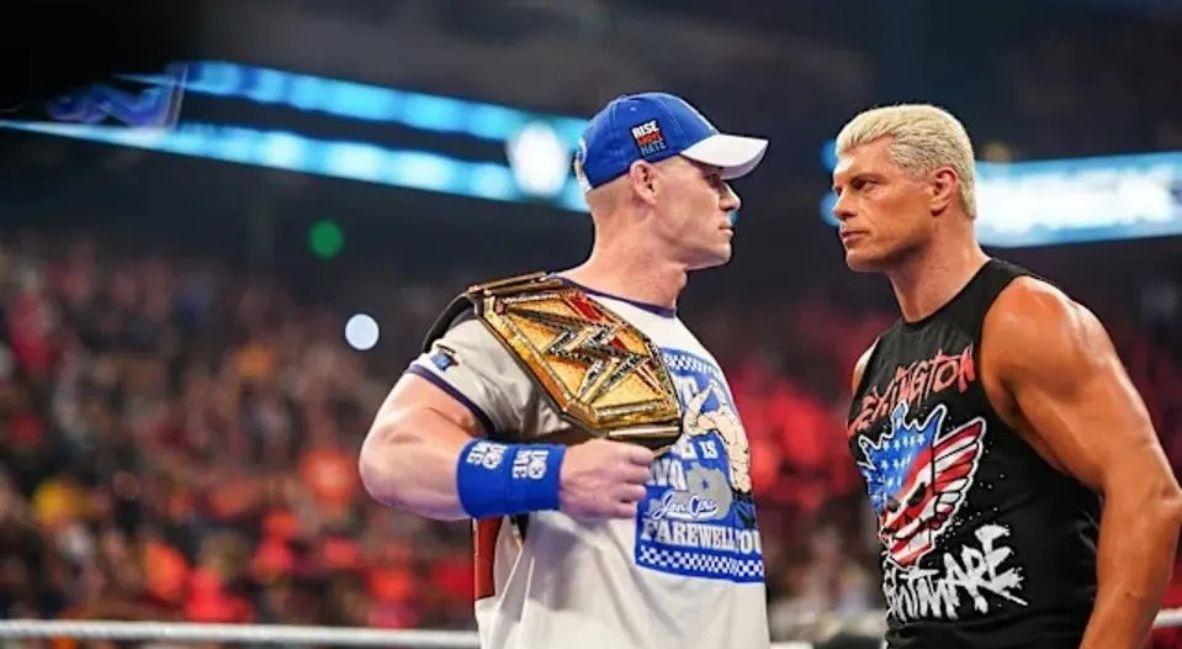 John Cena and Cody Rhodes during SummerSlam 2025
