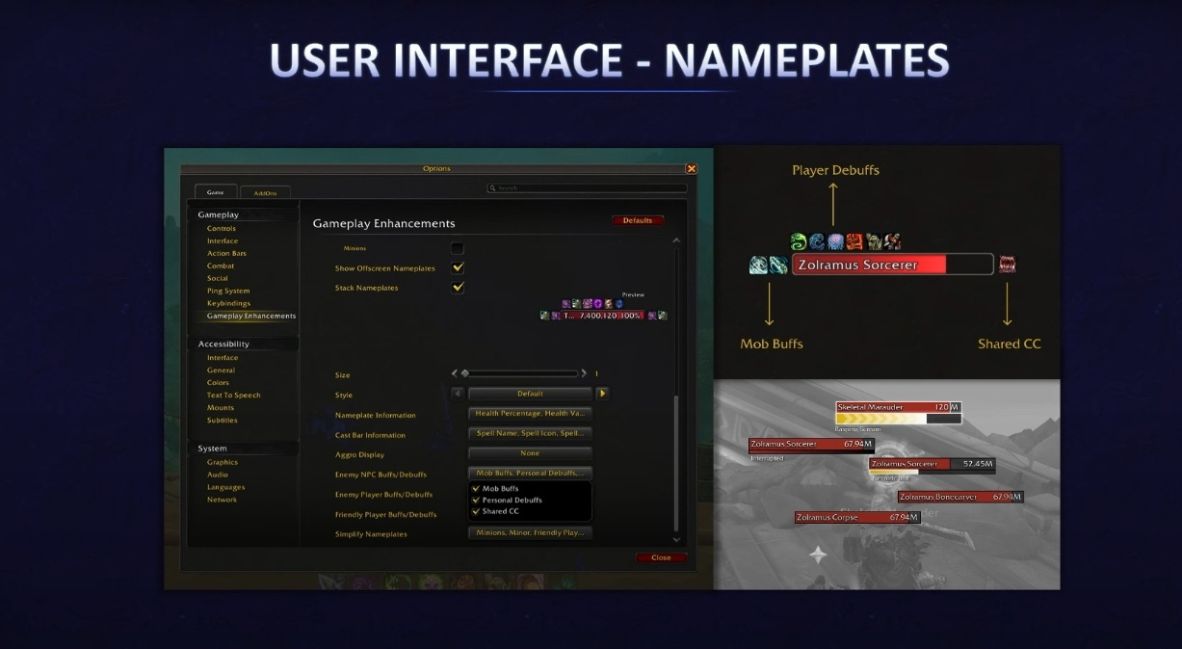 User interface showing nameplates from World of Warcraft Midnight