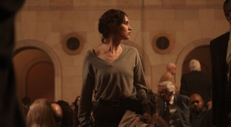 Lily James in the film Relay