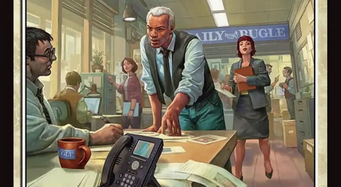 The card for the Daily Bugle Reporters from the Magic The Gathering collaboration with Spider-Man
