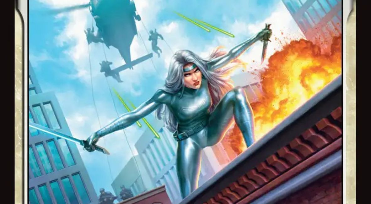 The card for Silver Sable from the Magic The Gathering collaboration with Spider-Man