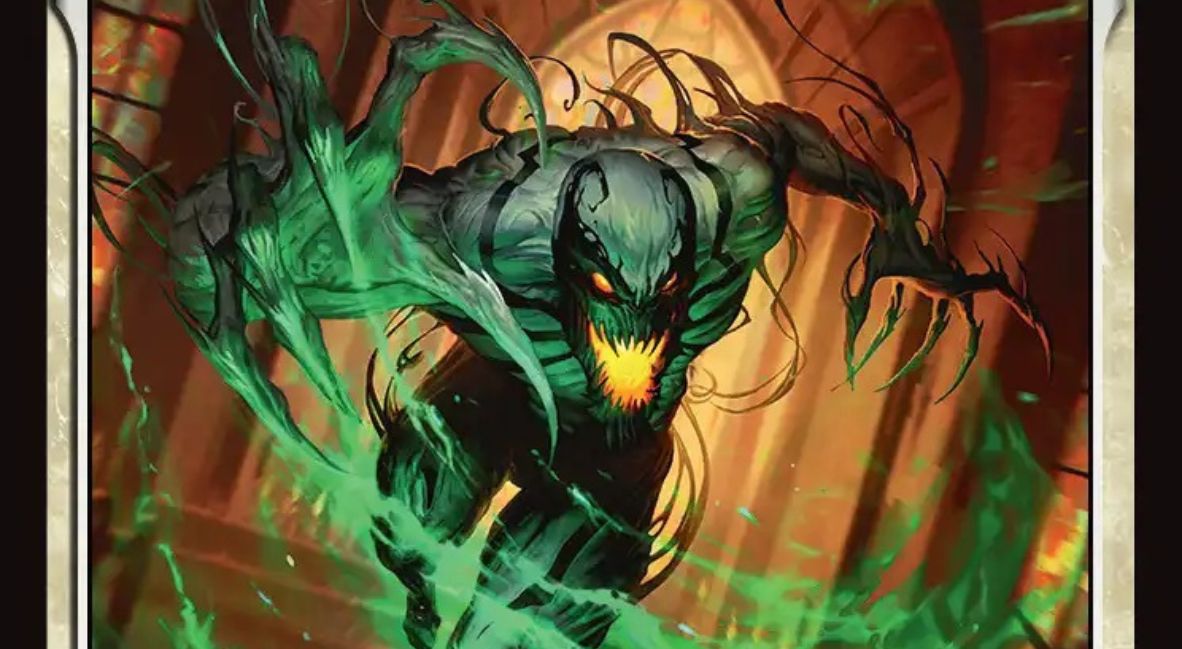 The card for Anti-Venom from the Magic The Gathering collaboration with Spider-Man