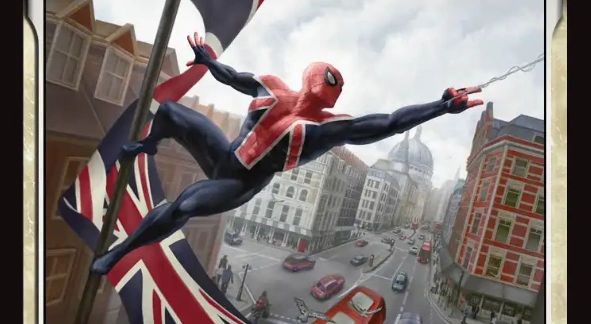 The card for Spider-UK from the Magic The Gathering/Spider-Man collaboration