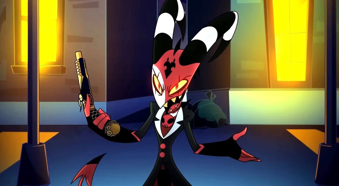Blitzo, the loudmouthed leader of I.M.P. in the show Helluva Boss