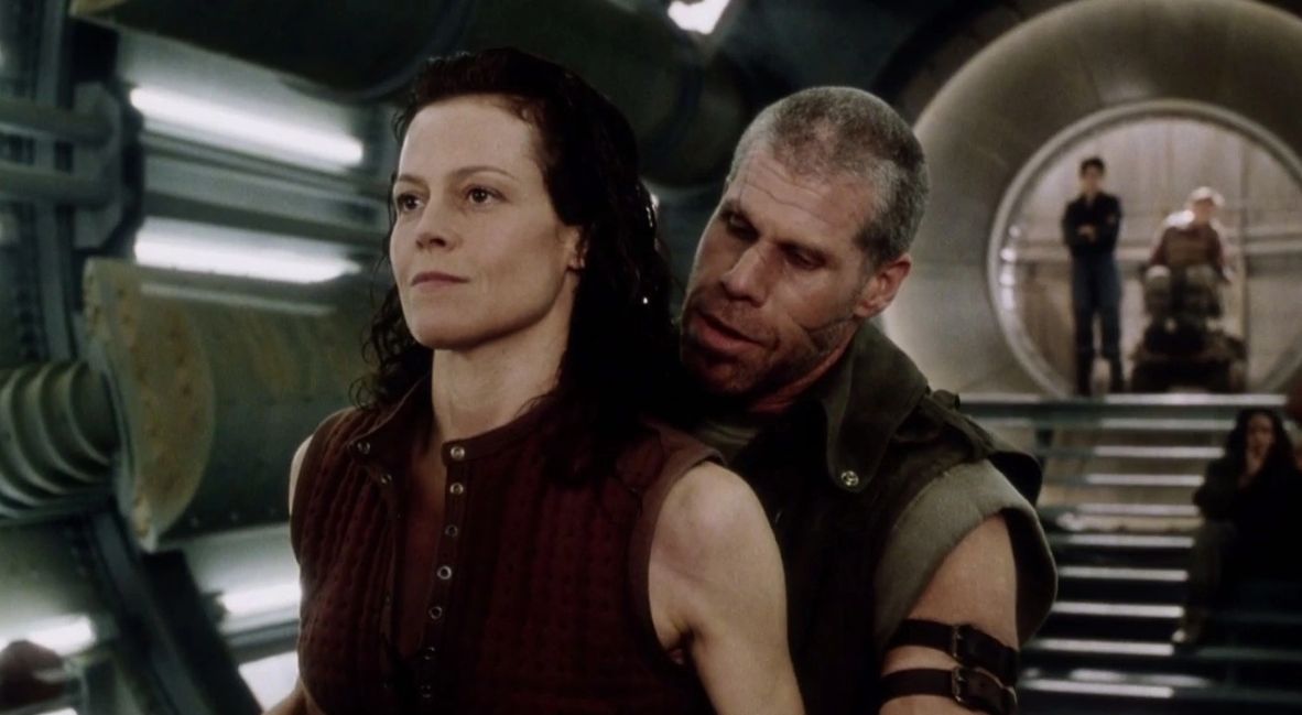 An image of Sigourney Weaver and Ron Perlman from Alien Resurrection