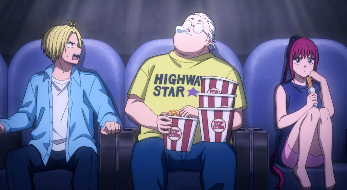 Shin, Sakamoto, and Lu watch a movie
