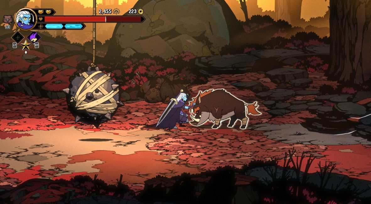 A character pets a beast