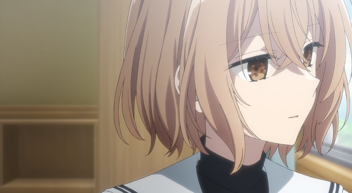 Hinako stares out the window during class